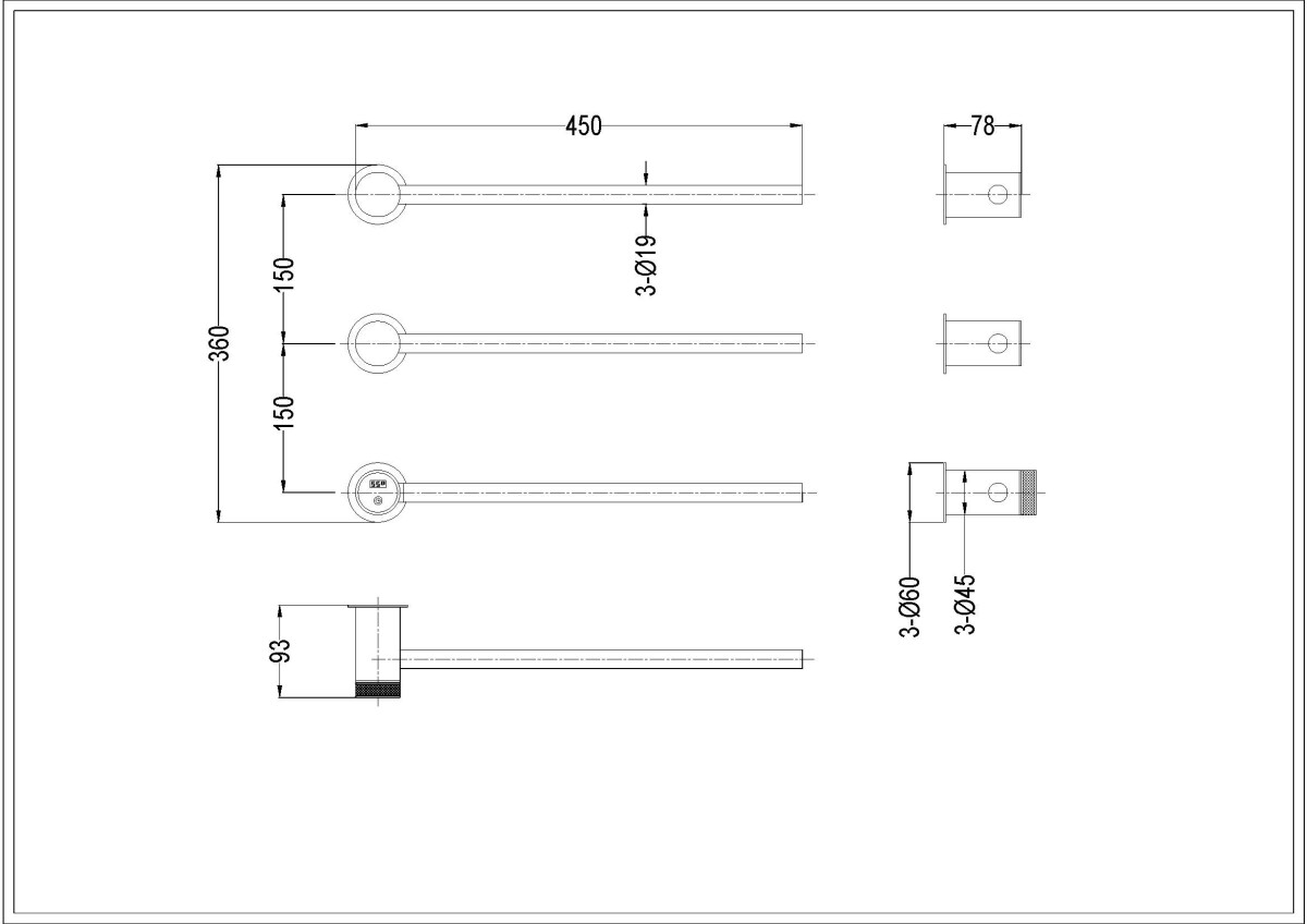 Полотенцесушитель дополнительный элемент Boheme Stick Gun Metal 727-extra-GM