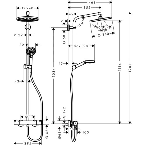 Hansgrohe Crometta 27267000 S 240 1 Jet Showerpipe Душевая система без излива