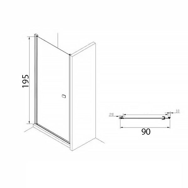 Душевое ограждение Roca Capital распашная дверь на профиле 90x195, хром 7.M470.9.012.M