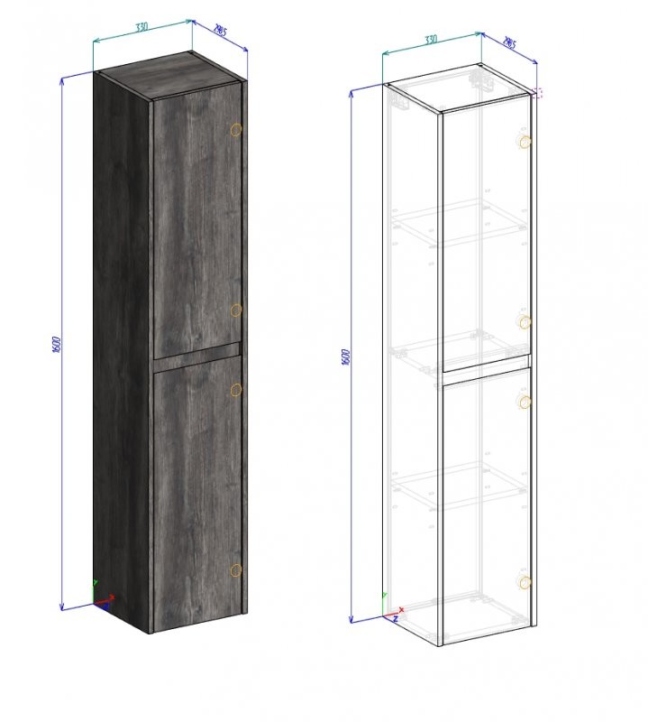 BelBagno KRAFT-1600-2A-SC-RT-R/L Шкаф-пенал подвесной, 160