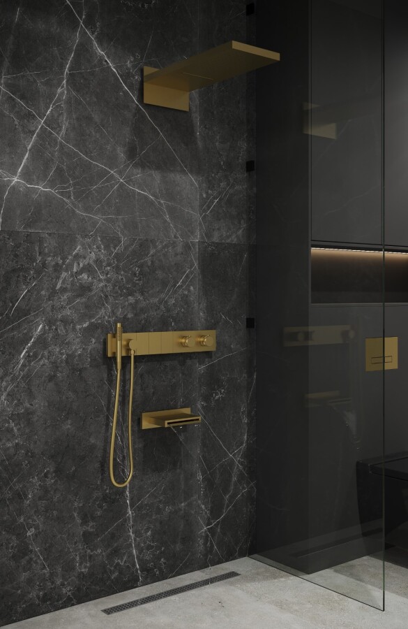 Душевая система трехпозиционная с термостатом и изливом Boheme Zodiac Золото 133-2-G