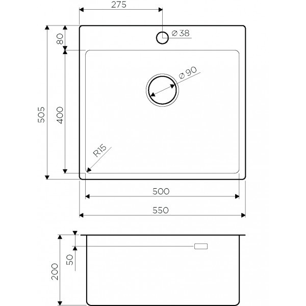 Omoikiri Amadare 55-IN 4993718 кухонная мойка нержавеющая сталь 55х50.5 см