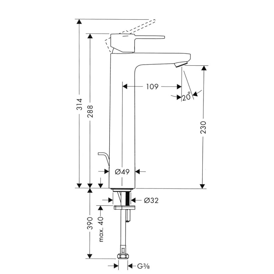 Hansgrohe 71575000 HG LMH Vernis смеситель для раковины 230 CoolStart