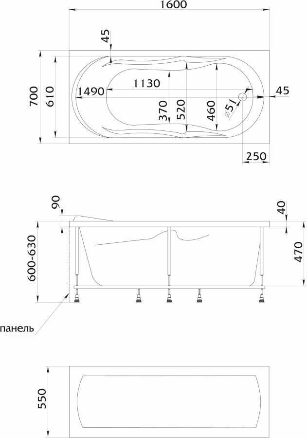 Marka One Vita 160*70 ванна акриловая прямоугольная