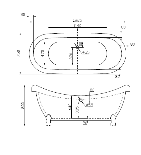 BelBagno BB05-CRM Акриловая ванна классическая отдельностоящая