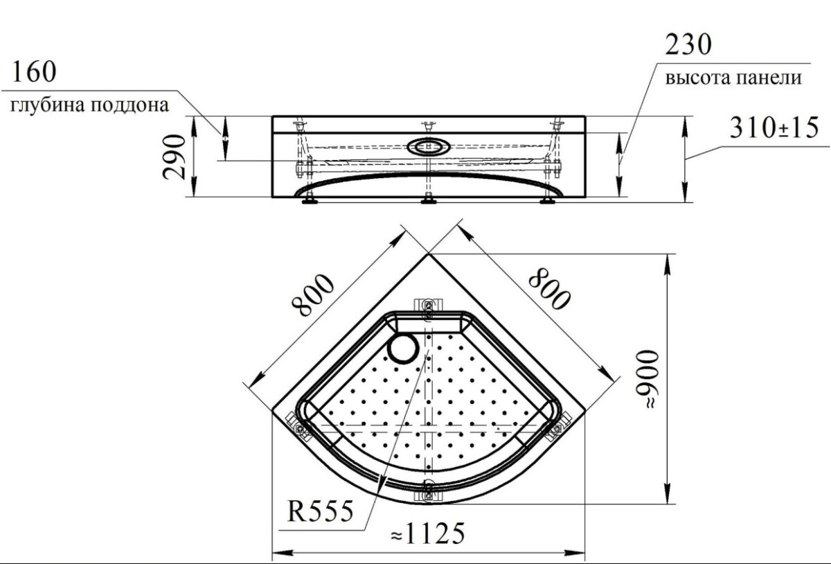 Radomir 80*80*31 душевой поддон акриловый полукруглый