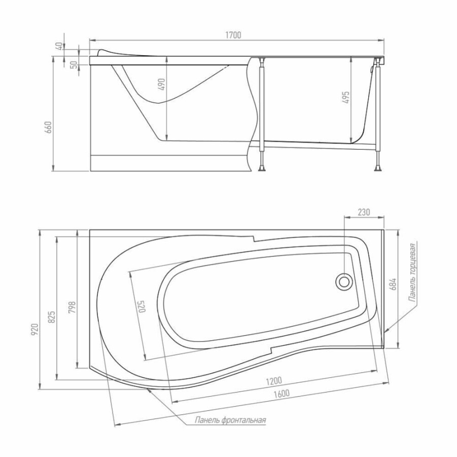 Alex Baitler ORTA R 170*92 Ванна правая пустая