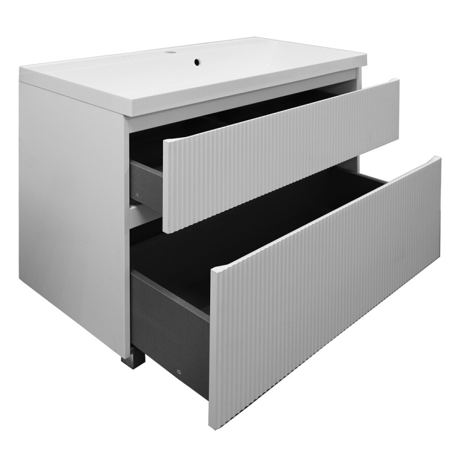 Комплект Тумба Azario Viola 100/2Н напольная БЕЛЫЙ МАТОВЫЙ с раковиной Астория 100 CS00097146