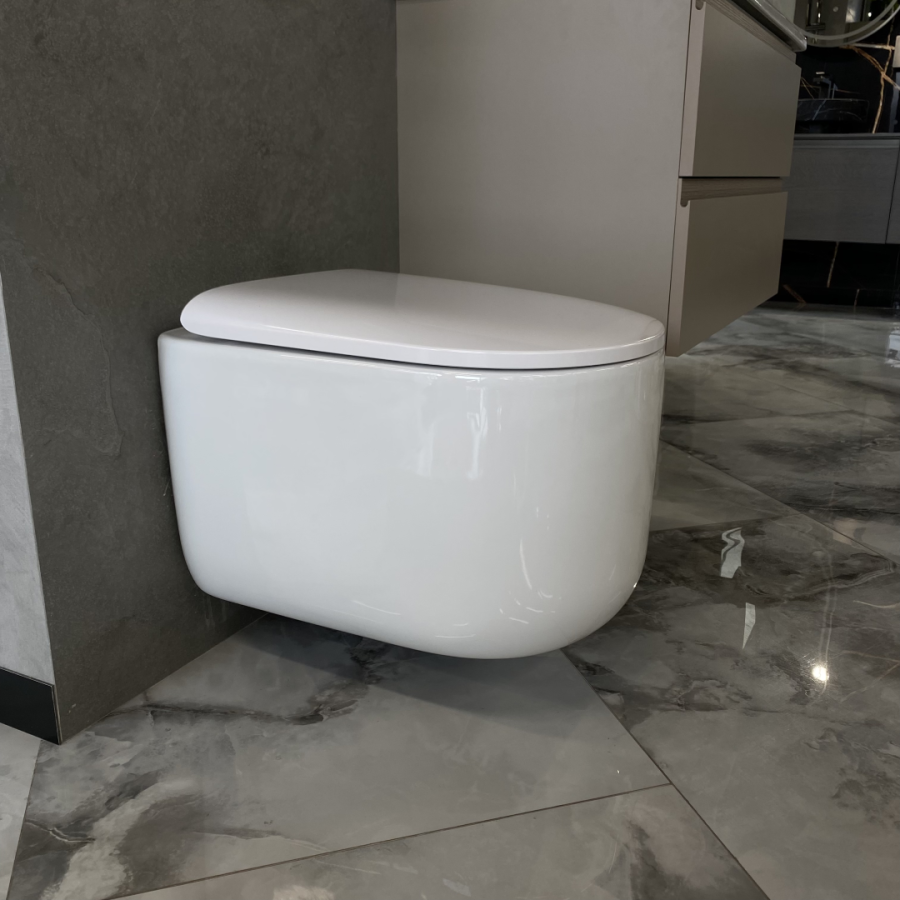 Унитаз подвесной Boheme Flow Белый глянец c крышкой, Торнадо 969-SET-W