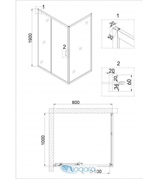 Душевой уголок 80x100 Niagara NG-62-8A-A100