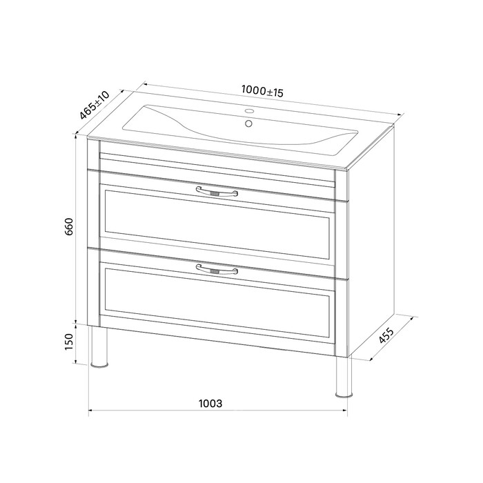 Iddis Oxford 100 тумба с раковиной OXF10W1i95K напольная