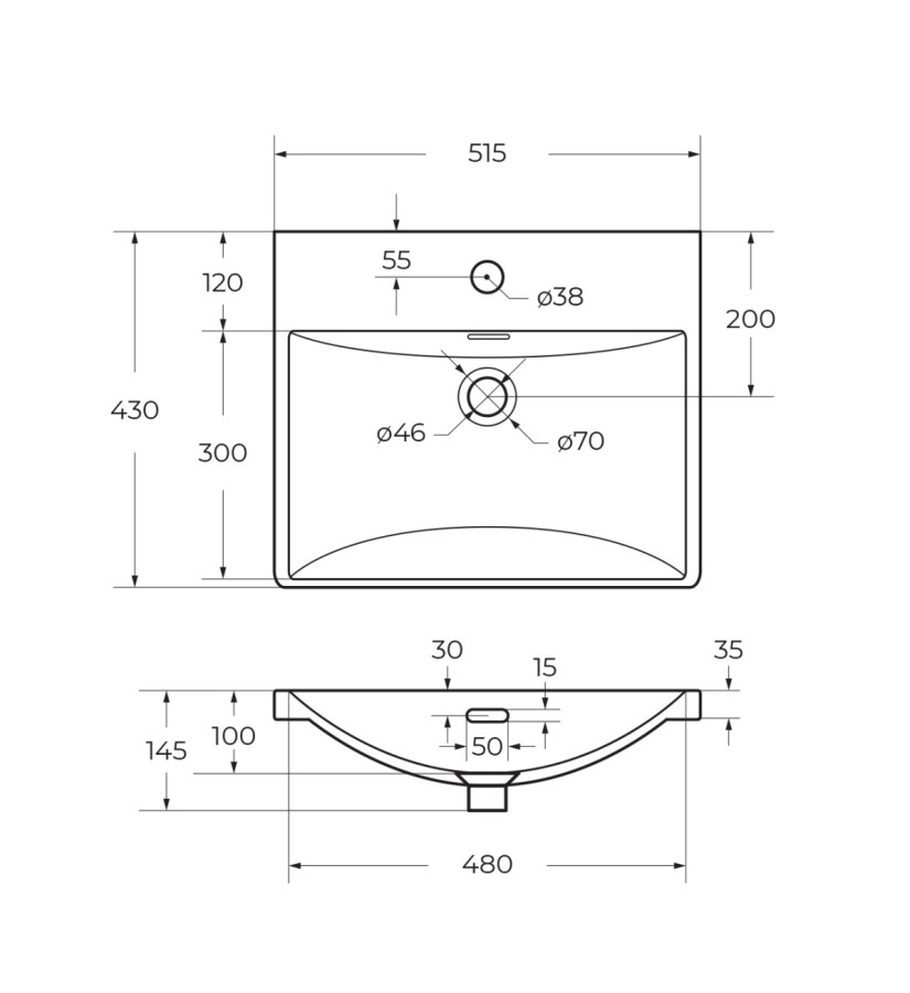 Подвесная тумба с раковиной Belbagno DUE 50 см Noce DUE-500-2C-SO-NOCE-P BB-8076-3-50