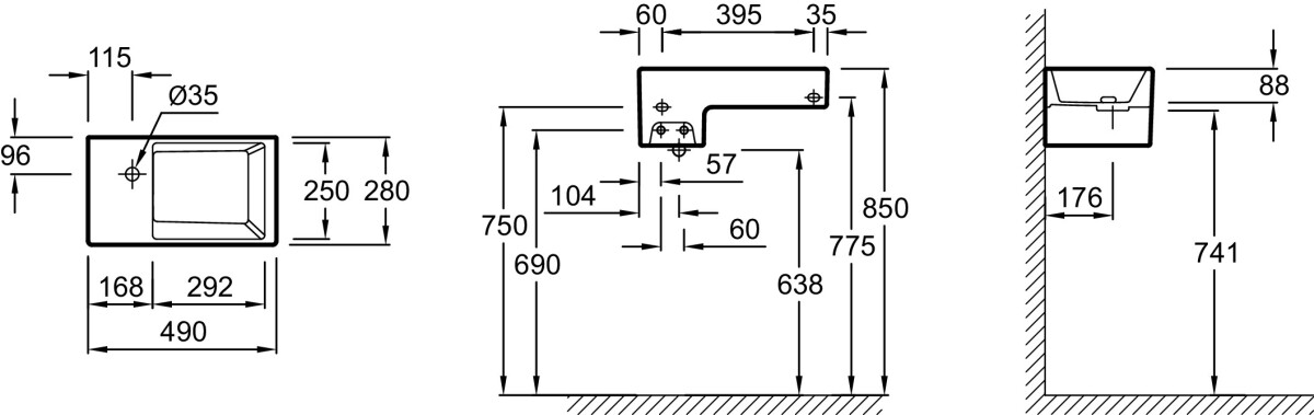 Jacob Delafon Terrace EGA012-00 раковина подвесная 49 см