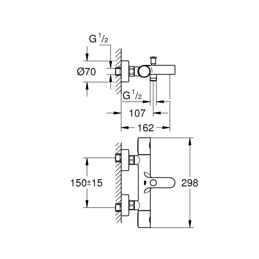 Grohe Grohtherm 800 Cosmopolitan 34766000 смеситель для ванны хром