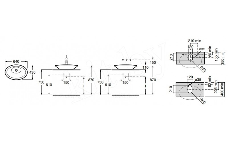 Roca Urbi 5 60 327229000 раковина накладная