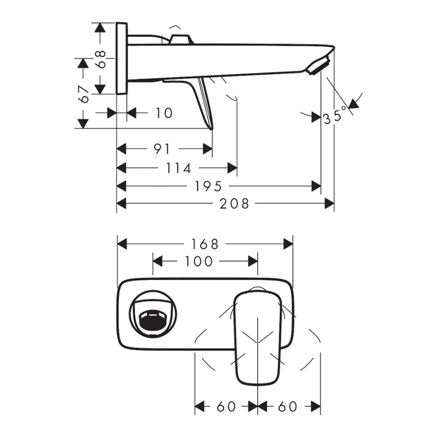 Hansgrohe Logis Смеситель для раковины скрытого монтажа черный матовый 71220670