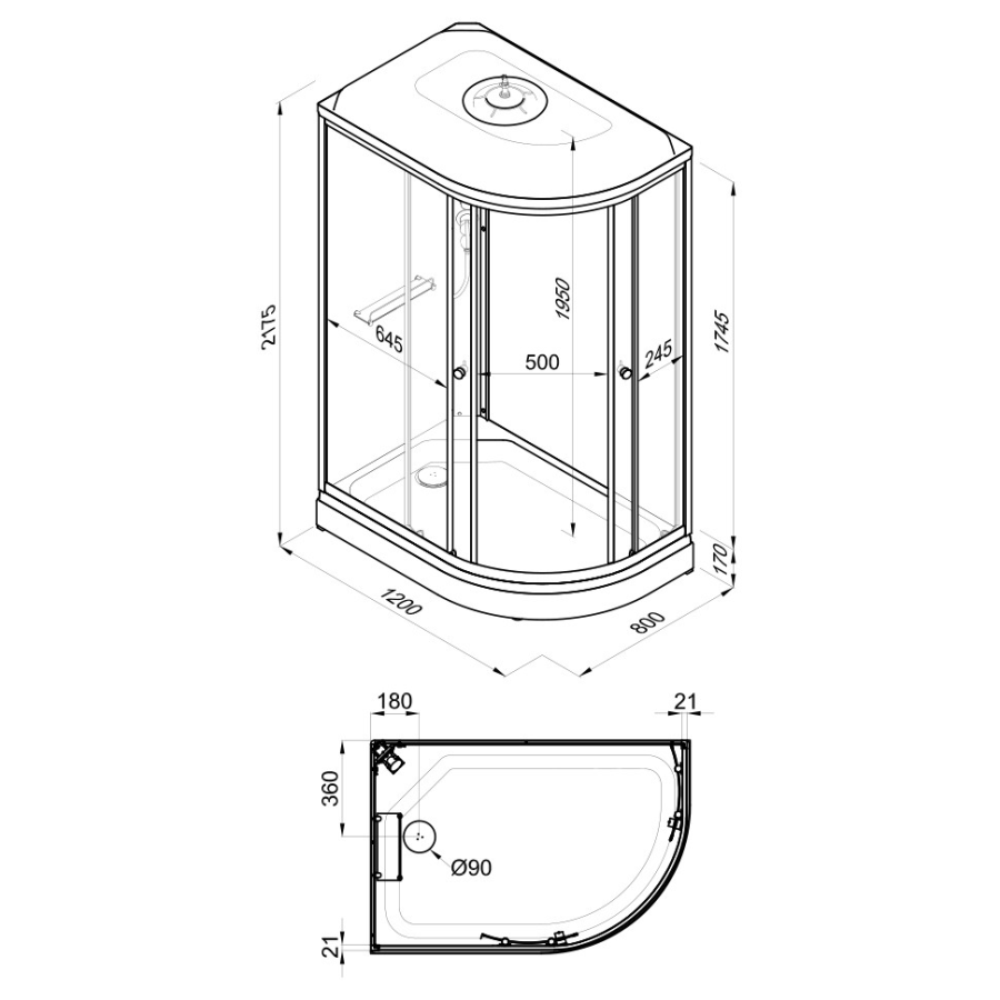 Triton Коралл душевая кабина 120х80см А левая Щ0000061817