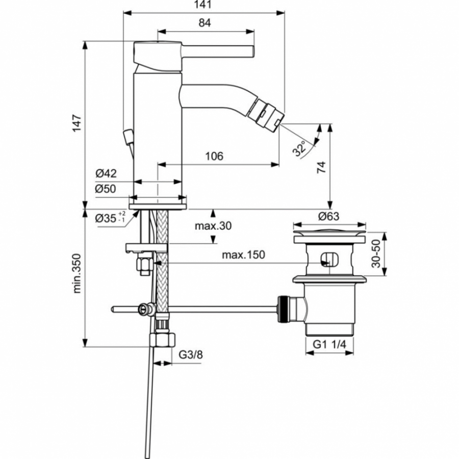 Ideal Standard Ceraline смеситель для биде BC197AA