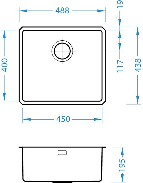 Мойка Alveus Kombino 40 1100236 нержавеющая сталь подстольный монтажа 48.8x43.8 см