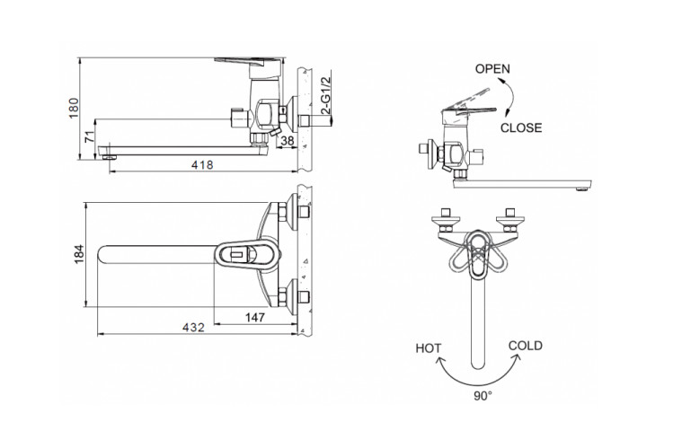 Bravat Loop F6124182CP-02L-RUS смеситель для ванны хром