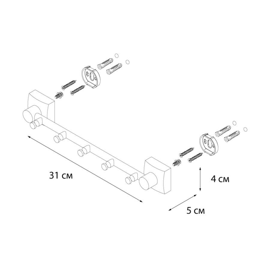 Fixsen планка на 5 крючков FX-61305-5