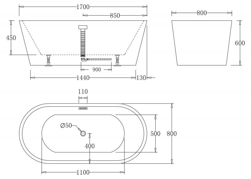 BelBagno ванна отдельностоящая овальная 170х80 BB71-1700-W0