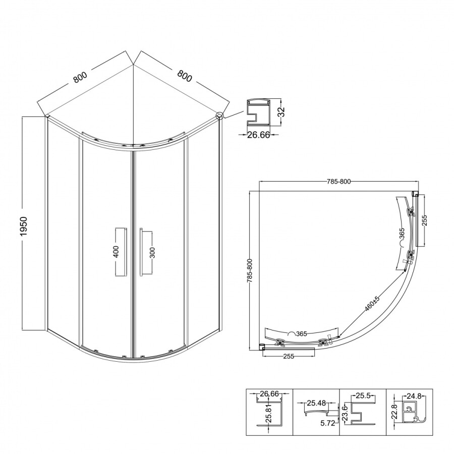Душевой угол 80x80 Niagara Nova NG 6625-34