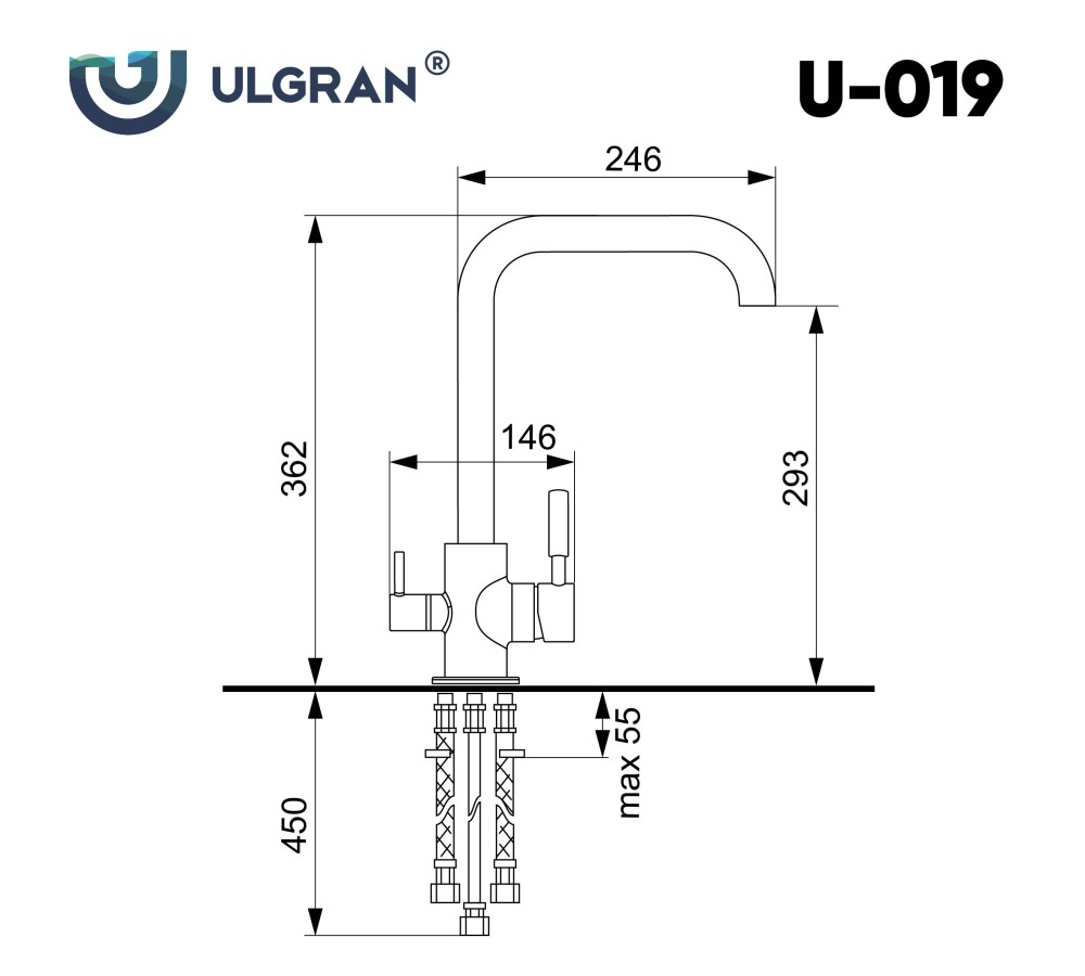 Смеситель для кухни Ulgran U-019-307 терракот