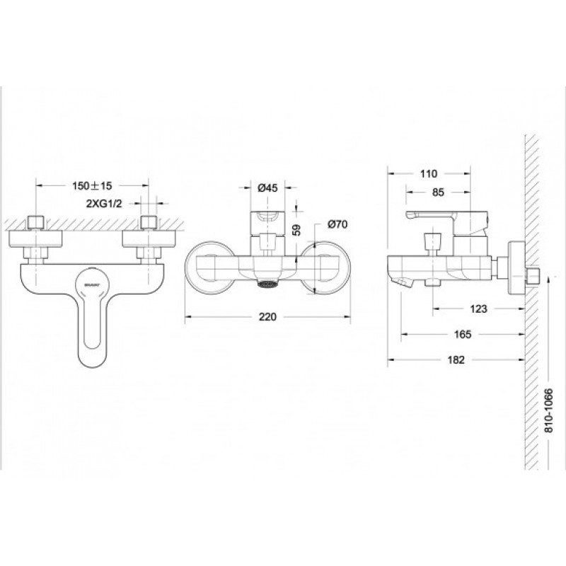 Bravat Stream F63783C-01A смеситель для ванны хром