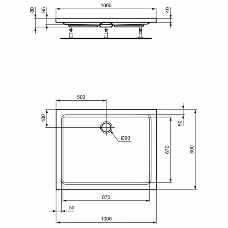 Ideal Standard Hotline душевой поддон 100х80 K277401