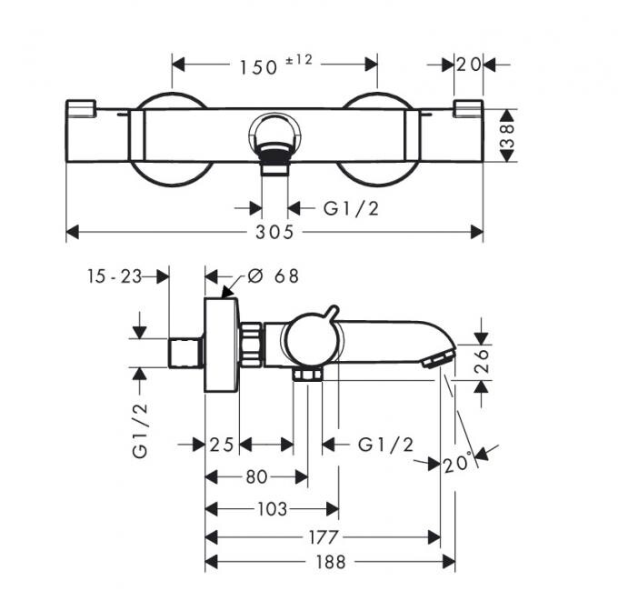 Hansgrohe Ecostat Comfort 13114000 смеситель для ванны хром