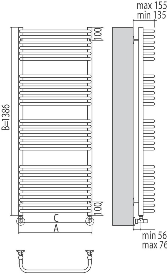 Terminus Стандарт П27 Полотенцесушитель водяной 500*1386