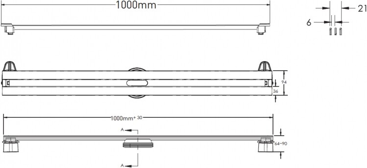 Berges Wasserhaus Super Slim 090055 Душевой лоток 1000 мм