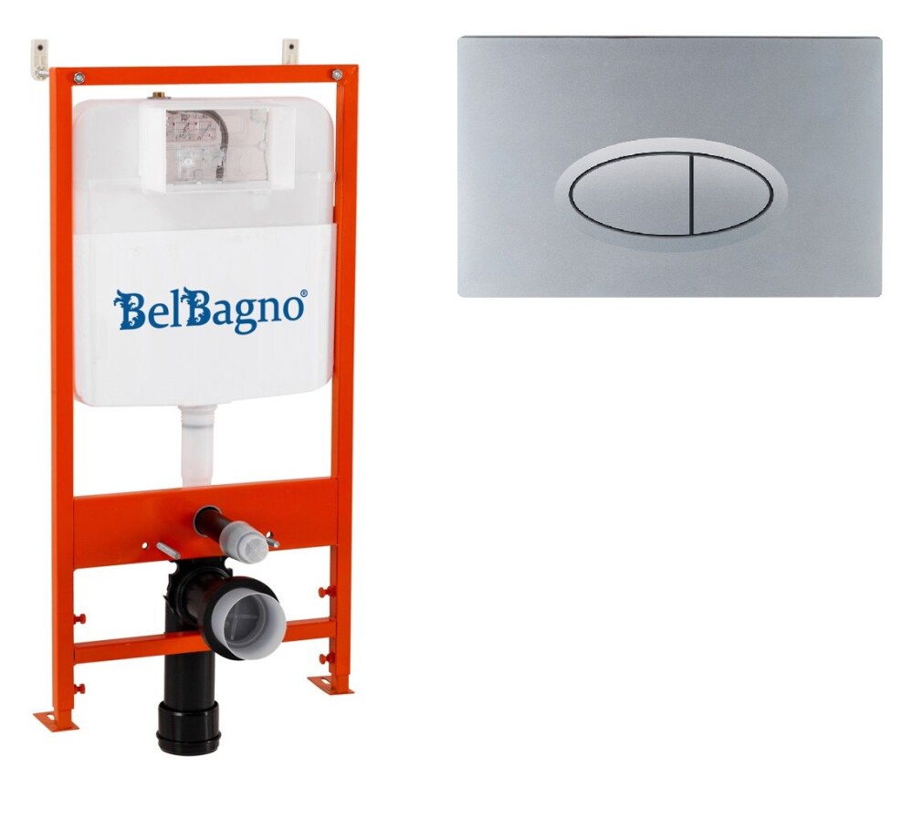 BB026/BB050CR.MAT Система инсталляции для подвесных унитазов BelBagno BB026 с кнопкой смыва BB050CR.MAT