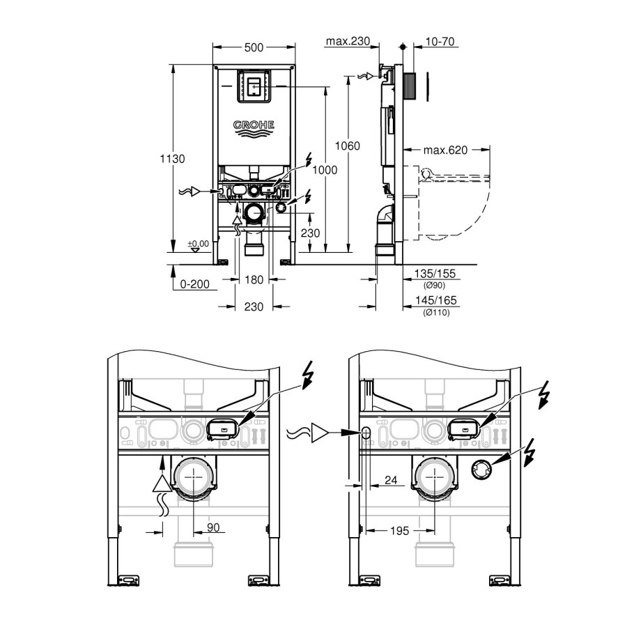 Grohe Rapid SLX 39603000 инсталляция для унитаза