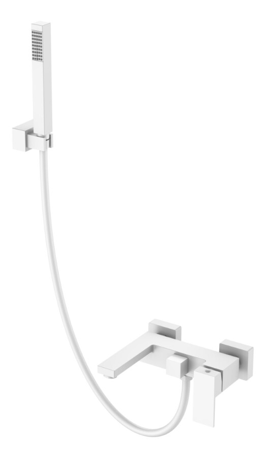 Смеситель для ванны с душевым гарнитуром Boheme Qubic Matt White 473-MW