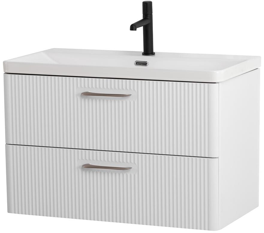 Подвесная тумба с раковиной Belbagno DUE 80 см Белый металлик DUE-800-2C-SO-BM-P BB-8076-3-80