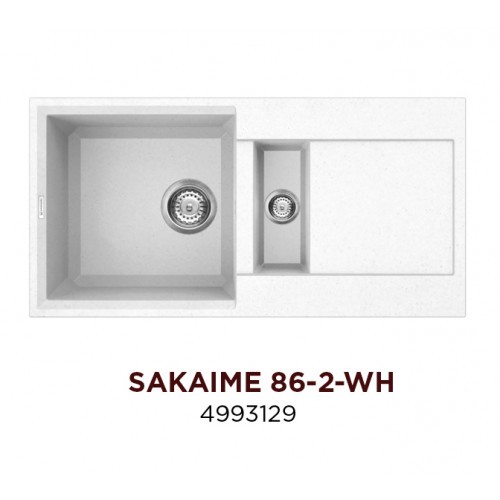 Omoikiri Sakaime 86-2-WH 4993129 кухонная мойка тetogranit белый 86х46.5 см