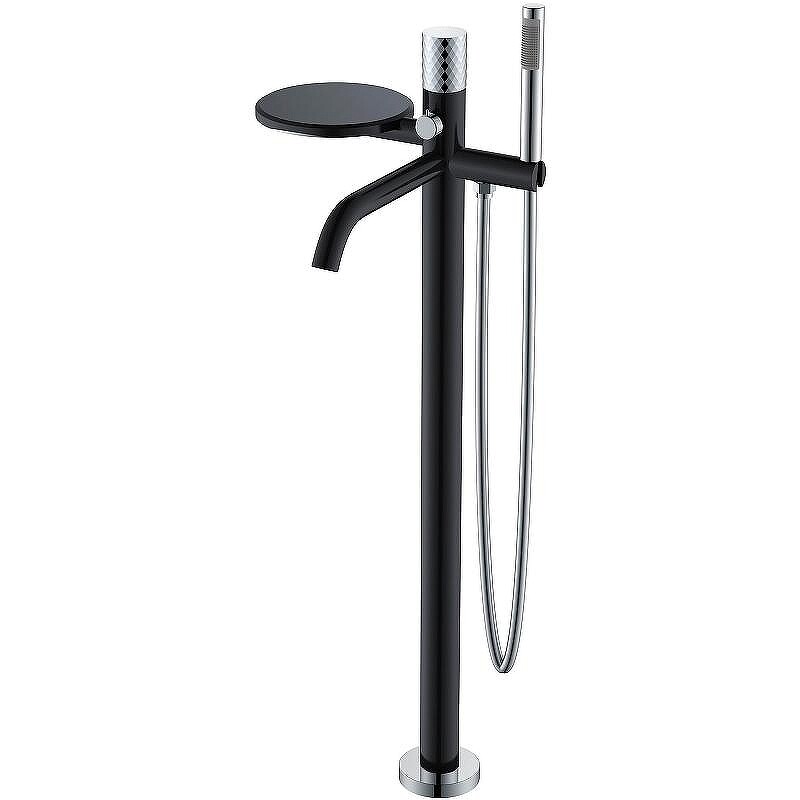 Смеситель для ванны напольный Boheme Stick Черный / Хром ручка Diamond 129-BCR