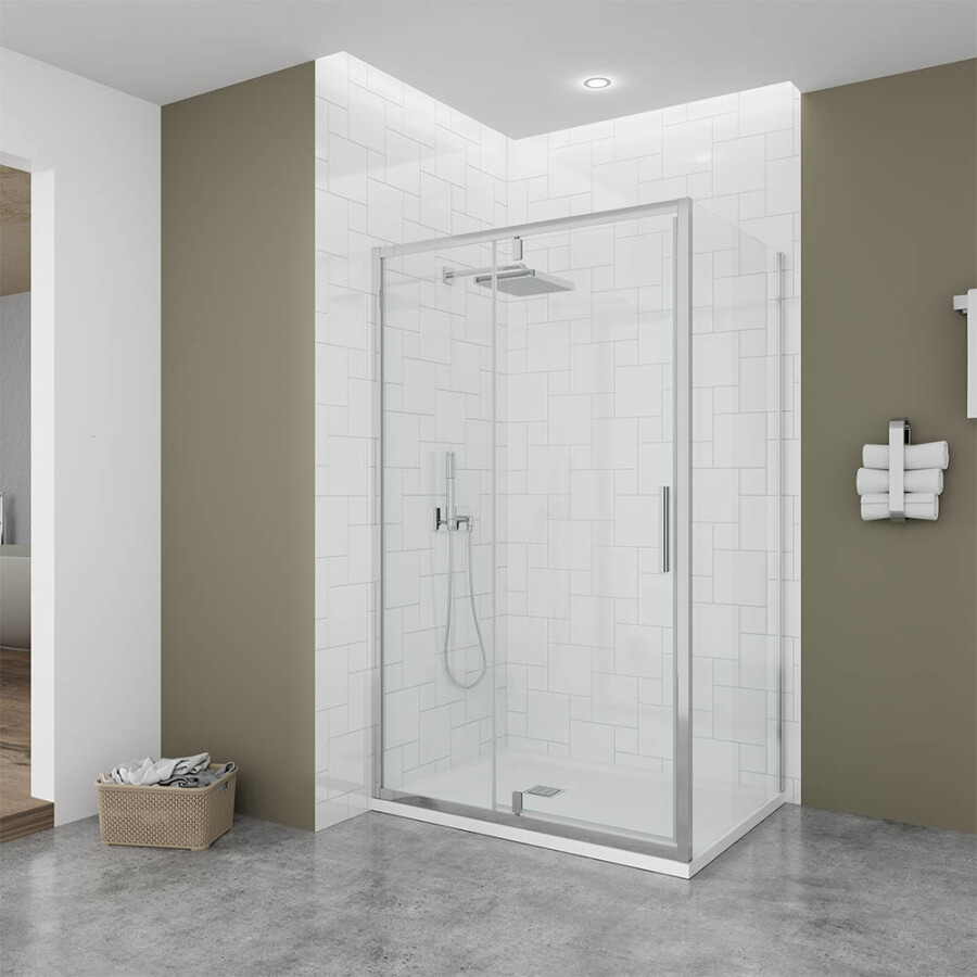 Душевой угол Veconi Ottimo P20 CH-SP (120×100×190) распашная, профиль хром, стекло прозрачное OP20CH-SP-120100-01-C9