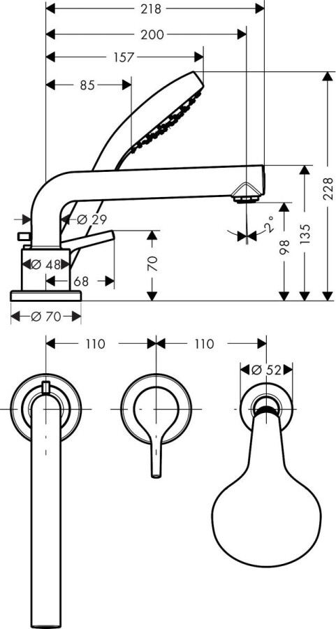 Hansgrohe 72417000 Talis S смеситель на борт ванны хром