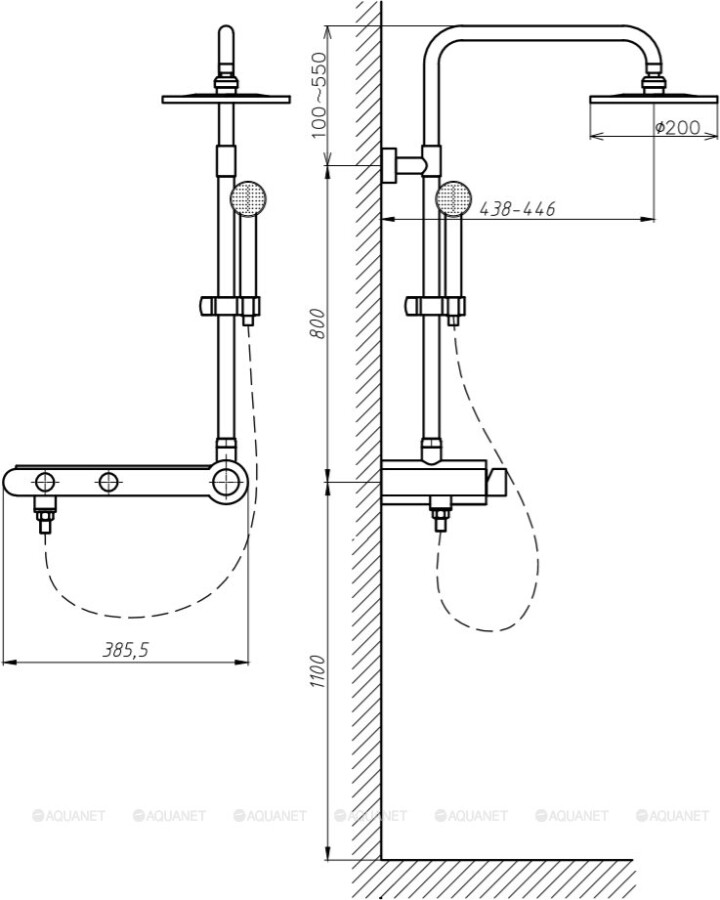 Aquanet Steel V2 AF212-71S душевая система