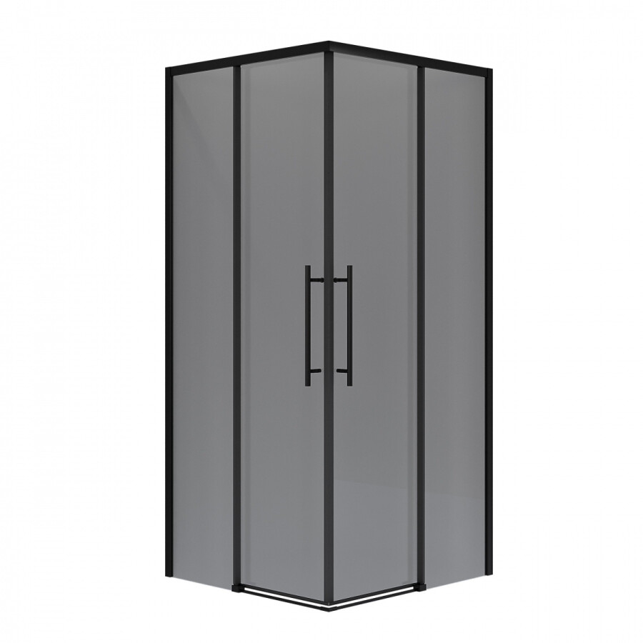 Душевое ограждение Niagara Nova NG-2823-34BLACK (90х90х195) квадрат,черный матовый,двери раздвижные,стекло тонированное,1 место