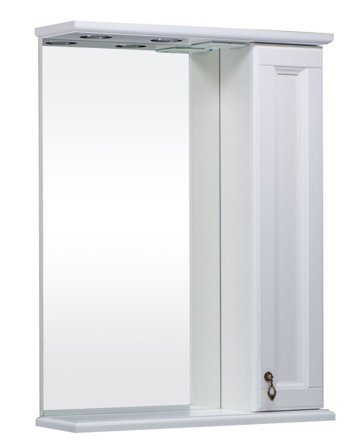 BAS Варна зеркало с полочкой и шкафчиком 60 см цвет белый