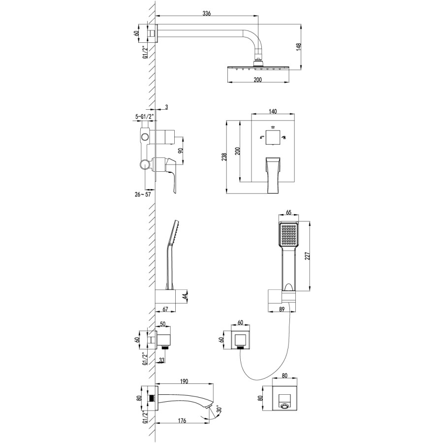 Lemark Unit LM4522C Душевая система скрытый монтаж