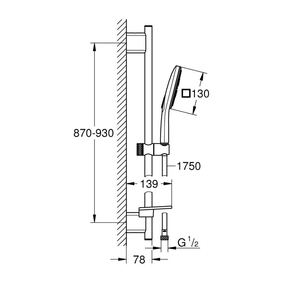 Grohe Rainshower SmartActive 130 Cube 26586000 душевой гарнитур