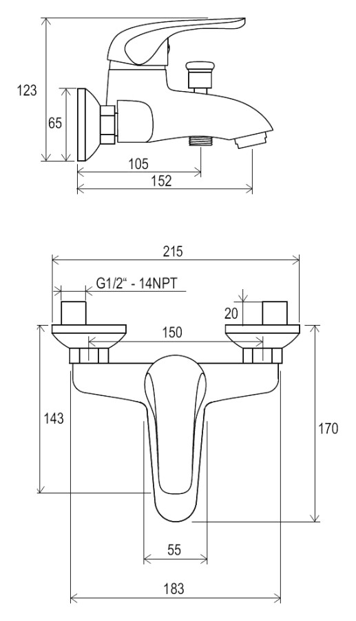 Ravak Rosa RS 022.00/150 X070011 смеситель для ванны хром