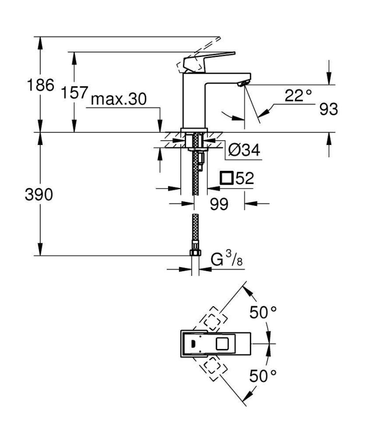 Grohe Eurocube 2313200E смеситель для раковины 28 мм