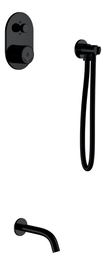 Boheme Tech Black Смеситель для душа встраиваемый + излив + держатель лейки + шланг 154-B