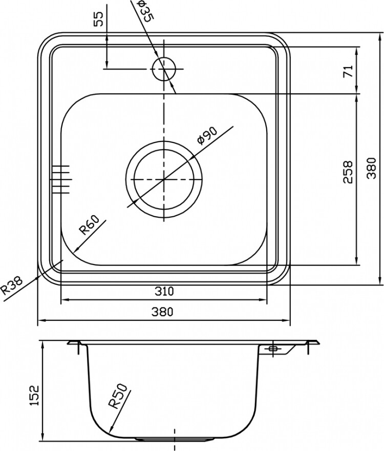 Iddis Strit STR38S0i77 Мойка кухонная